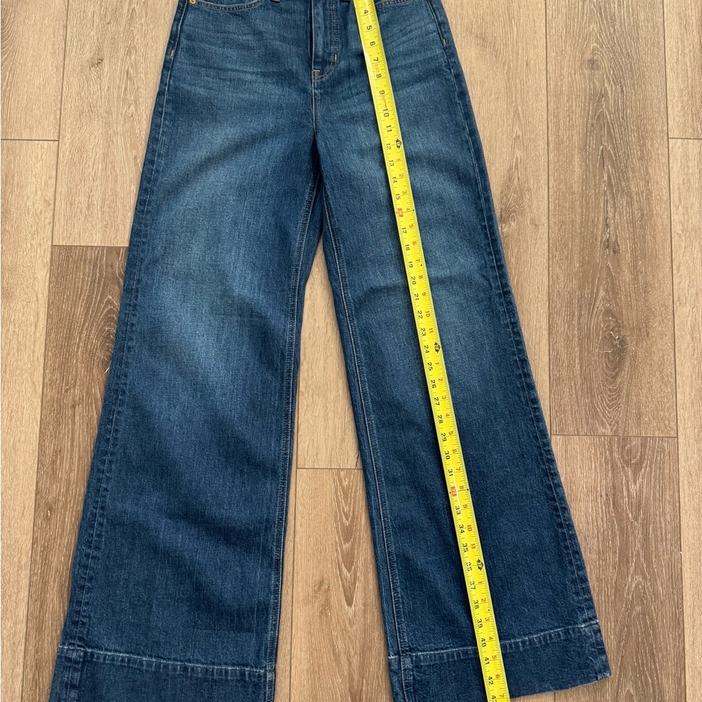 J. Crew Wide Leg Trouser Jeans High Rise Dark Wash Denim Chic 25 - Picture 12 of 14
